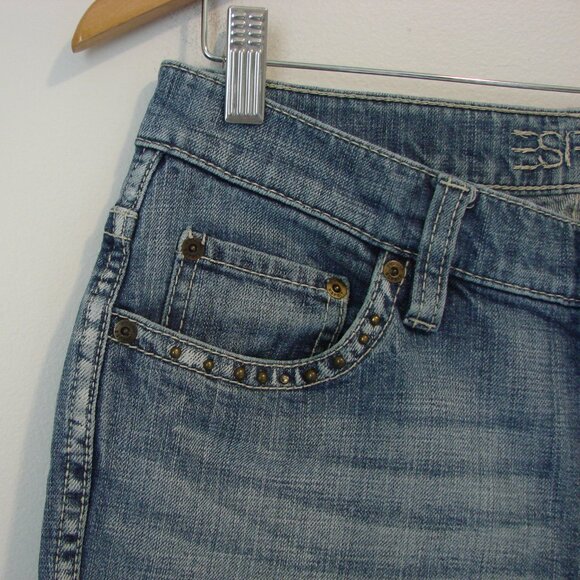 Vintage Esprit Denim Cropped Jeans Mid Rise Wide Leg Embroidered Studs Size 10 - Picture 7 of 15